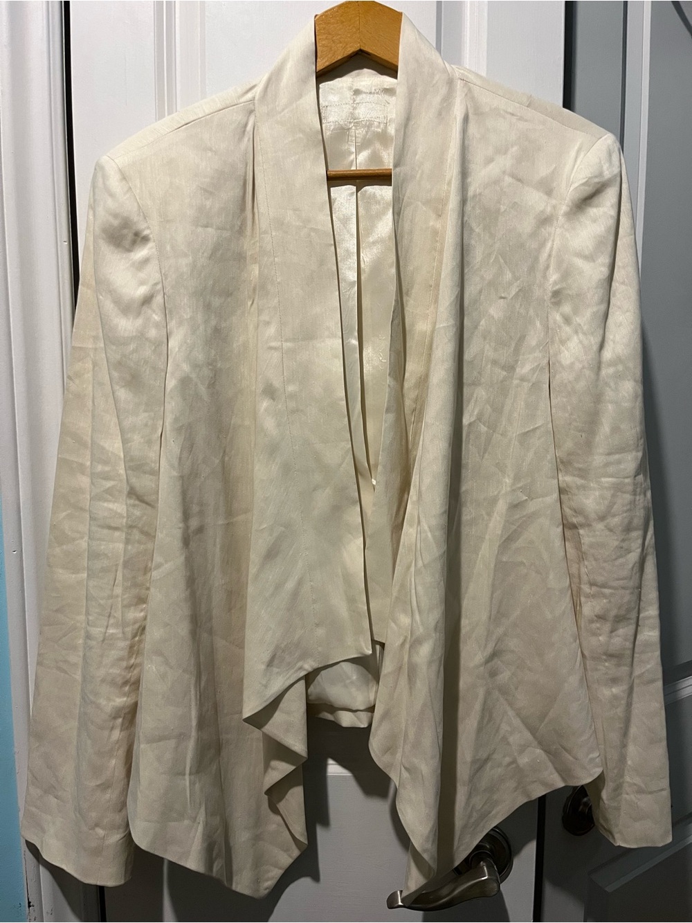 Cream Linen Blazer Jacket — Classic Tailored Blazer